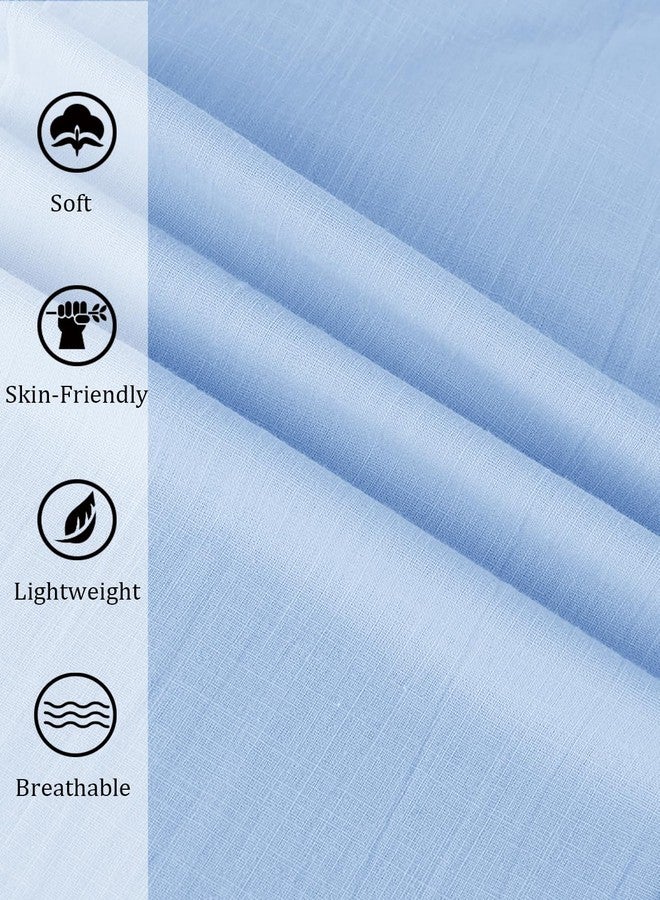 PASLTER Mens Casual Linen Pants Loose Fit Straight-Legs Elastic Drawstring Waist Summer Beach Yoga Long Pants A-Blue - Image 5